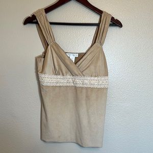 White House Black Market Tan Tank Top Size Large